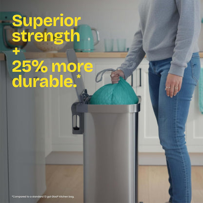 Glad Tall Kitchen Trash Bags 13 Gallon, MaxStrength Beachside Breeze Garbage Bags, Odorshield with Drawstring, 34 Count