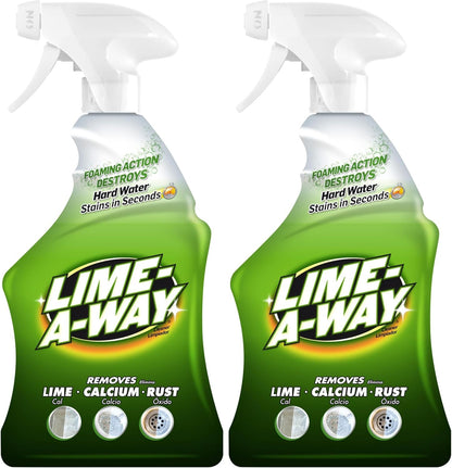 Lime-A-Way Hard Water Stain Remover Spray, Removes Lime, Calcium & Rust in Seconds, Bathroom Cleaner, 22 fl oz