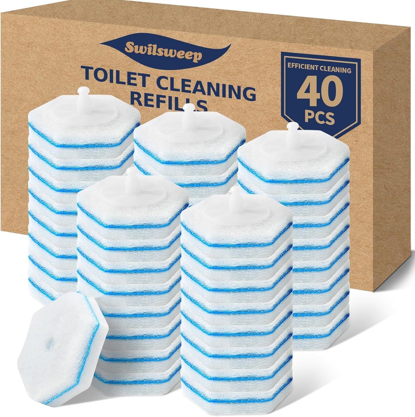 100 Count Toilet Bowl Wand Refills, Disposable Toilet Cleaner Refills, Disposable Wand Heads Compatible with Clorox and the Most Toilet Brushes