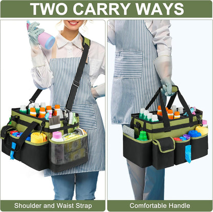 Cleaning Caddy,Cleaning Bag for Housekeepers,Cleaning Supplies Organizer with Handle,Black
