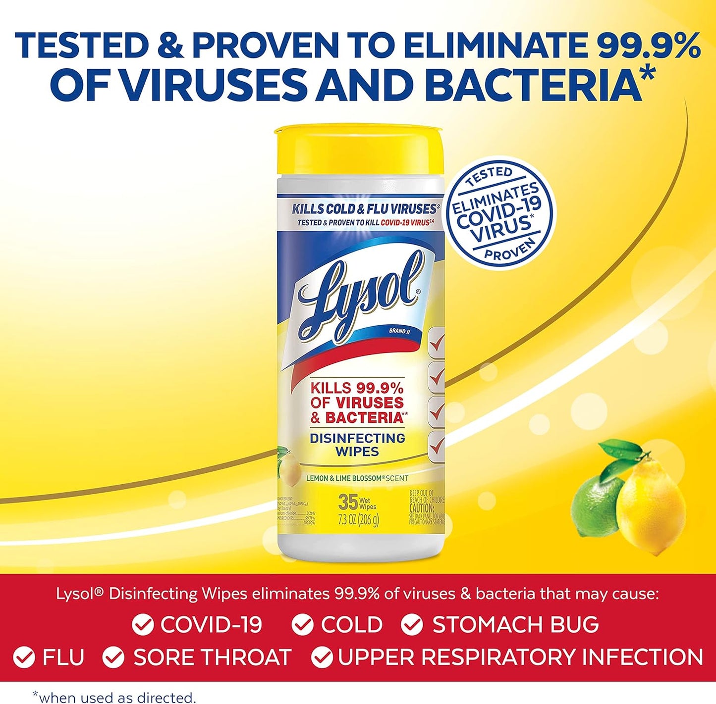 Lysol Disinfectant Wipes, Multi-Surface Antibacterial Cleaning Wipes, Dorm Room Essentials For Disinfecting and Cleaning, Lemon and Lime Blossom, 35 Count (Pack of 3)