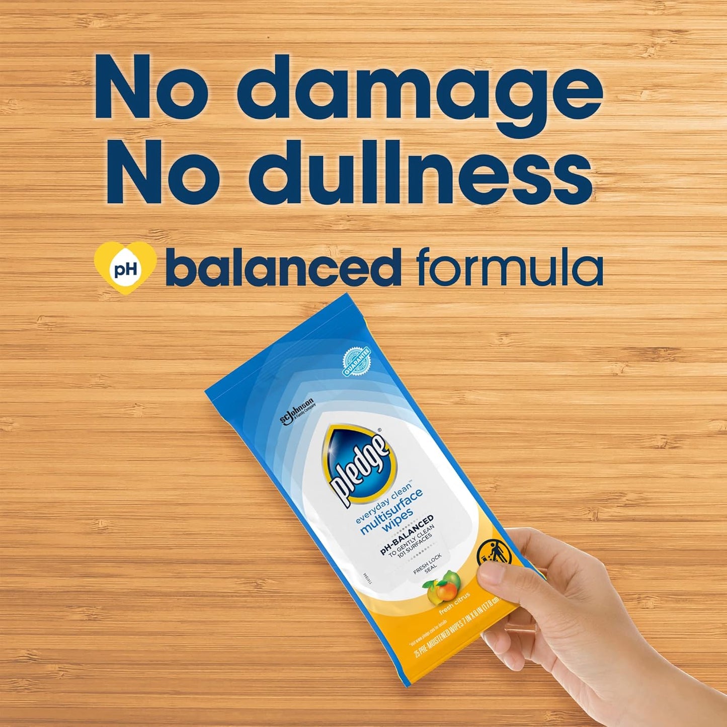 Pledge Multi-Surface Furniture Polish Wipes, Works on Wood, Granite, and Leather, Cleans and Protects, Fresh Citrus - Pack of 6 (150 Total Wipes)
