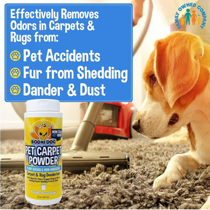 Bodhi Dog Natural Carpet Deodorizer Powder - Dry Pet Smell Eliminator & Urine Odor Remover - Loosens Fur & Dirt - Plant-Based Room Freshener for Vacuuming Home - Fresh Laundry (Pack of 1)