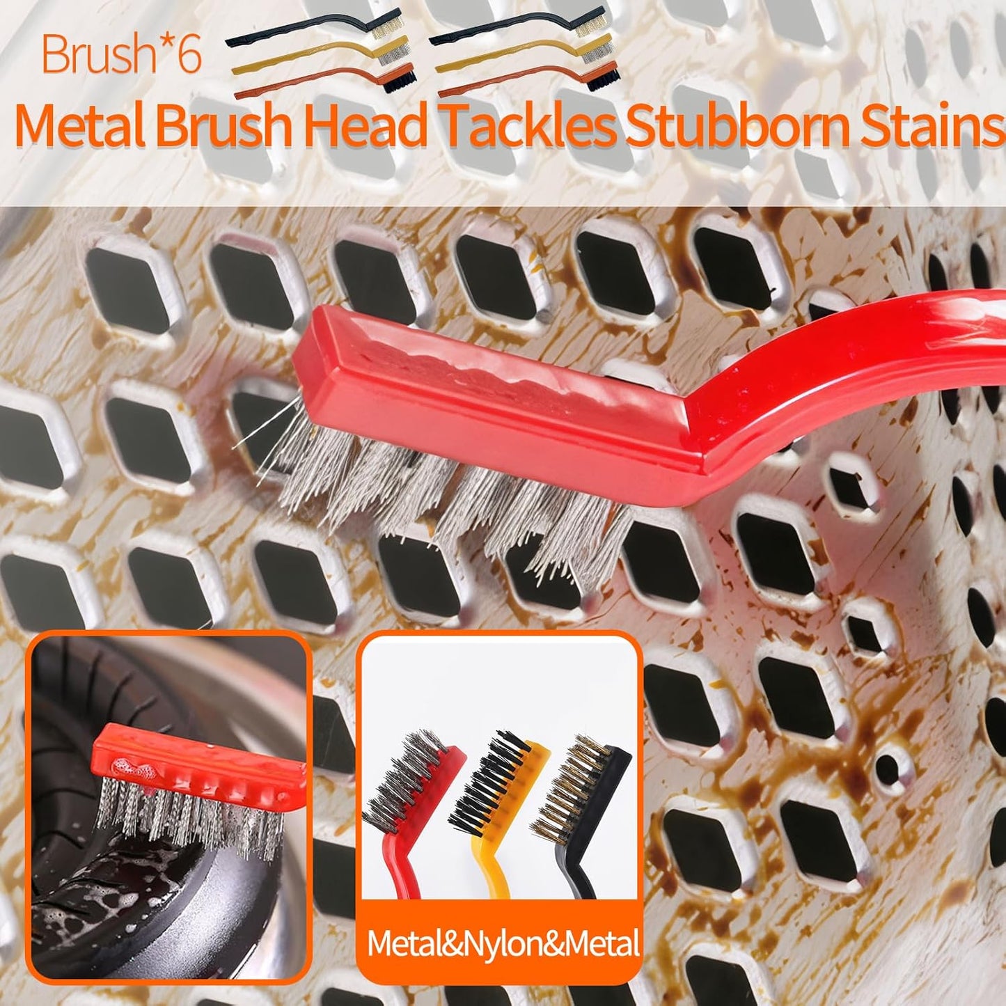 20 PCS Crevice Cleaning Brush Set - Multi-Purpose Hard Bristle Brushes for Deep Cleaning Kitchen, Bathroom, Grout, Sink, Cup, Blender, Corners, Tight Spaces