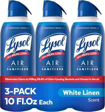 Lysol Bundle containing x2 Lysol Disinfectant Spray for Hard and Soft Surfaces, Crisp Linen, 19 Fl. Oz + Lysol Air Sanitizer Spray, For Air Sanitization and Odor Elimination, White Linen, 10 Fl. Oz