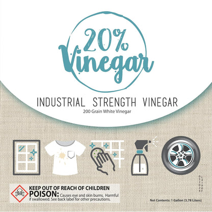 20% Professional Grade Concentrated Vinegar | Dilutes to 4 Gallons of Multipurpose Cleaning Vinegar | 4x Power Vinegar | Hundred's of Industrial & Home Uses