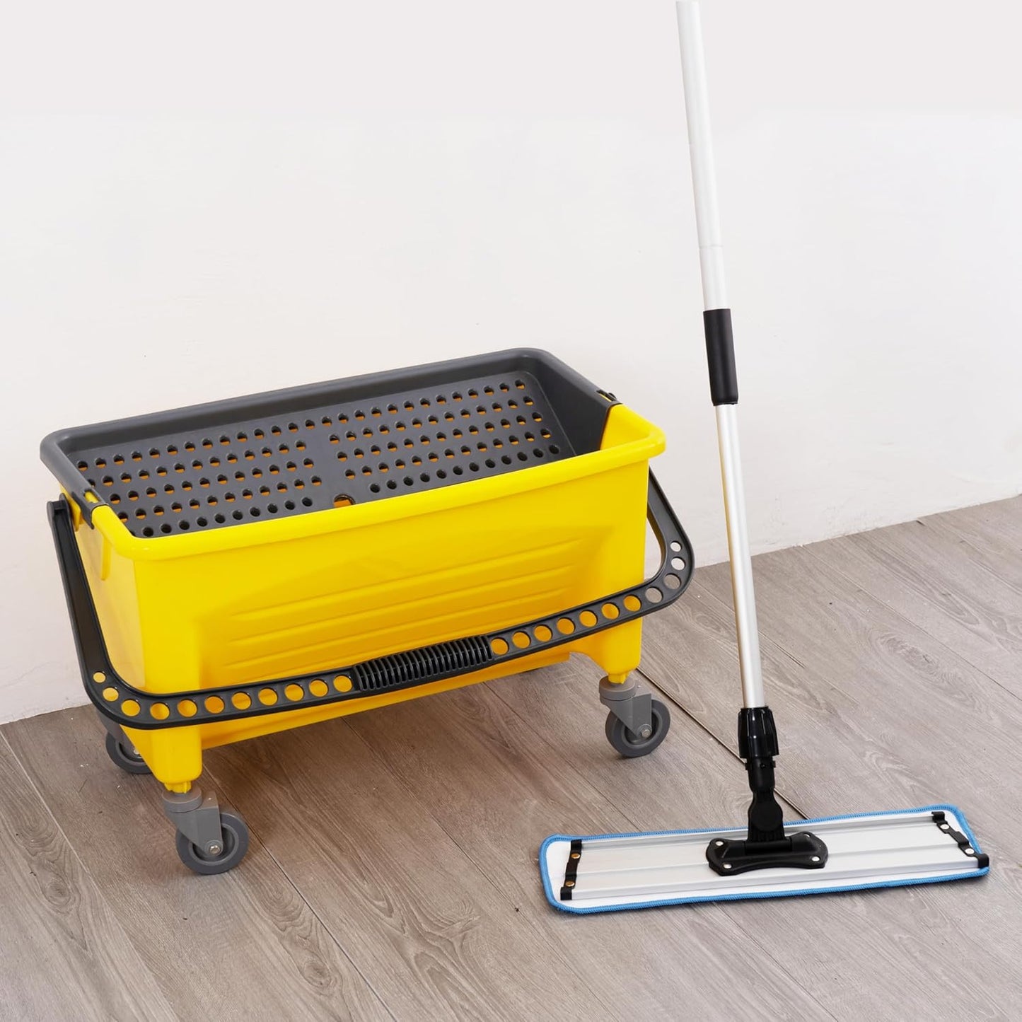 Matthew Cleaning Microfiber Finish Bucket with Sieve,Press Wring Mop Bucket for Microfiber Flat Mops, Mop Bucket with Non-Marking Casters Wheels Gary