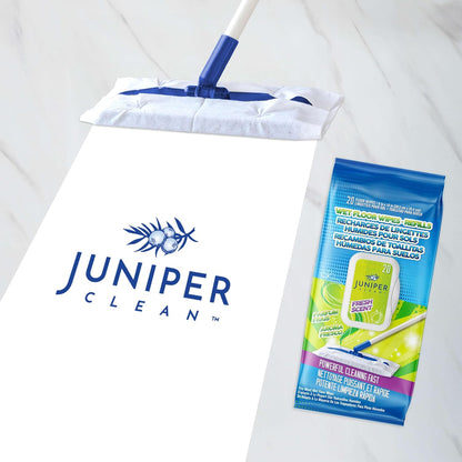 Juniper CLEAN Wet Floor Wipes, Multi Surface Floor Cleaner Wet Mop Pads Fit Swiffer Sweeper Mop, Fresh Scent & Plant-Based Textured Cloth Trap Absorb Dirt, 20 Count (Pack of 12)