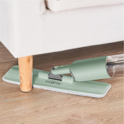 True & Tidy Spray Mop for Floor Cleaning Wet Spray Mop with 12 oz Refillable Bottle and 4 Washable Microfiber Pads Home or Commercial Use Dry Wet Flat Mop for Hardwood Laminate Wood Ceramic (Gray)