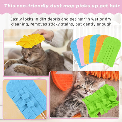 Zubebe 12 Pcs Duster Refill Reusable Fleece Duster Refills Feather Flat Dusters Multi Surface Washable Cleaning Pads Tools for Home, Blinds, Car, Pet, Furniture, Fans (Dark Color)