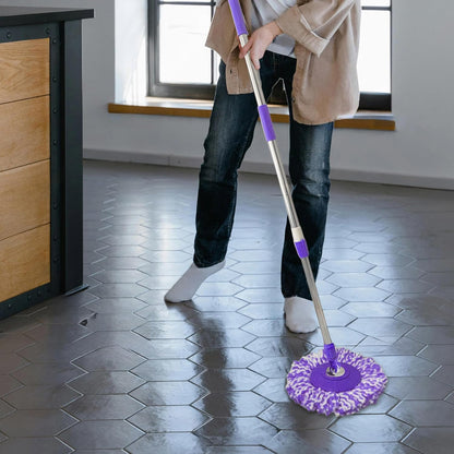 Spin Mop Replacement Handle, 47.6-inch 360 Degrees Rotating Telescopic Replacement Mop Stick with a Robust Stainless Steel Disc for Spin Mop Bucket Cleaning System (Stainless Steel Disc,Purple)