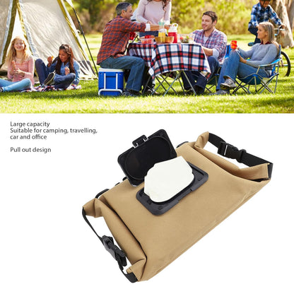 Large Capacity Canvas Portable Camping Wet Wipe Dispenser for Office Car Home Travel Hangable Wipe Holder (Camouflage Green)