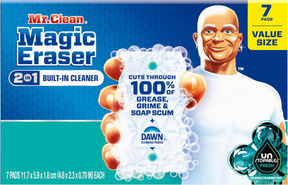 Mr. Clean Magic Eraser Foaming Sponge, All Purpose Cleaner, Dawn Cleaning Power, Wall, Sneaker, Oven Cleaner, Kitchen, Bathroom, Shower Cleaning Supplies, Scrubber, Ultra Foamy, 5ct