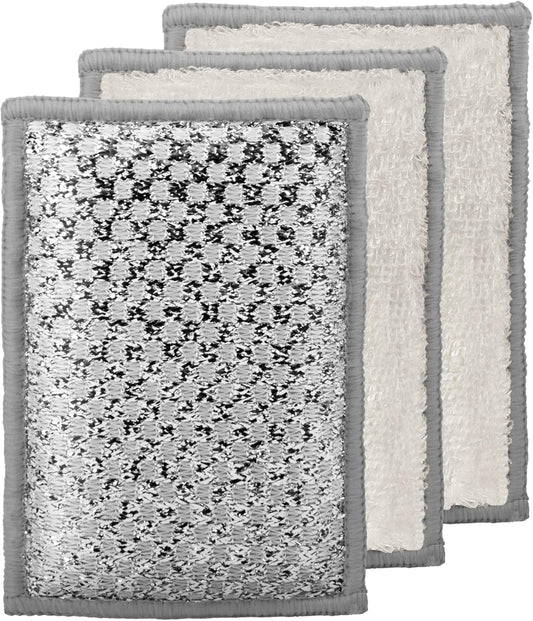 OGGI Bambou Odor-Free Scrubbing Sponges - Natural Scrub Sponges for Dishes, 91% Bamboo-Derived Rayon Cellulose Fiber, Reusable, Absorbent, Durable Scrubbers, Non-Scratch, Washable - 3 pcs, 7x4