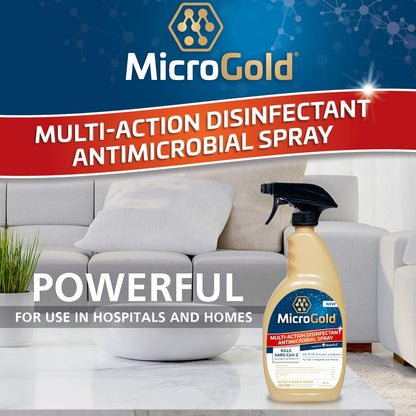 MicroGold Multi-Action Disinfectant Antimicrobial Spray Tested and Proven Effective to Kill the COVID-19 Virus, Kills 99.9% of Viruses and Bacteria, 24 Fluid Ounces, 1 Pack, Packaging May Vary