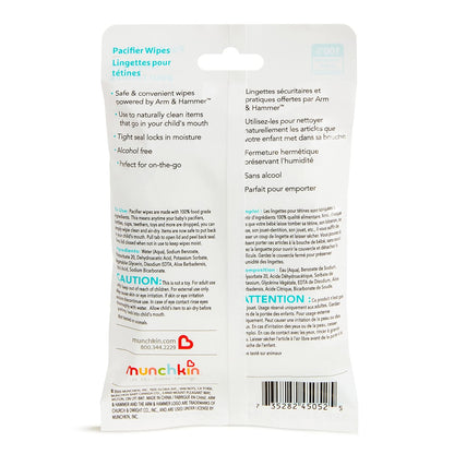 Munchkin Arm & Hammer Pacifier Wipes - Safely Cleans Breast Pump Parts and Feeding Essentials for Baby and Toddler, 2 Pack, 72 Wipes