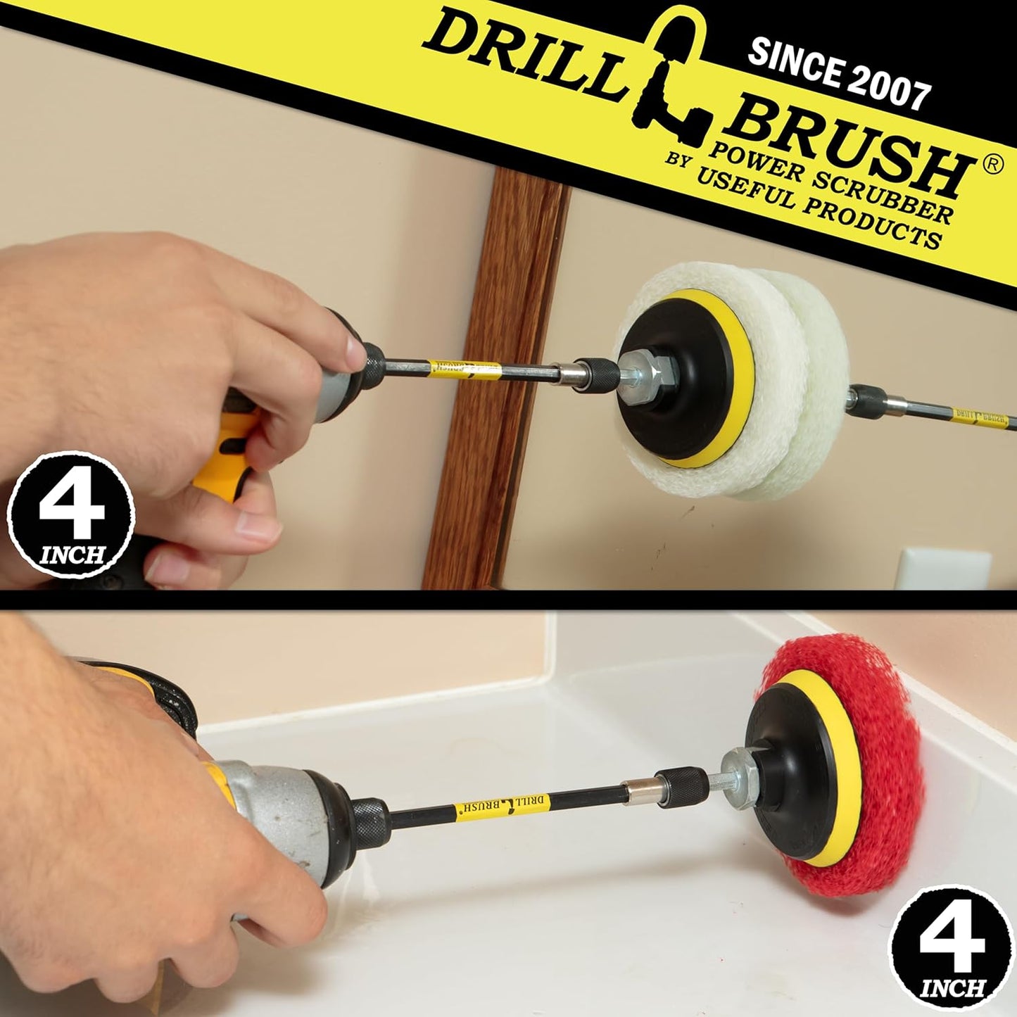 Drill Scrubber - Drill Brush Power Scrubber Pads - Bathroom - Drill Pad Attachments - Cleaning Pads - Shower Door - Baseboard - Bathroom Sink - Shower Cleaner - Flooring - Hard Water Stain Remover