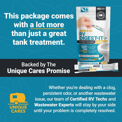 Unique RV Digest-It Plus RV Tank Treatment Pods – 16 Treatments, Breaks Down Waste & Toilet Paper + Eliminates Odors at Source, RV Black Tank Treatment