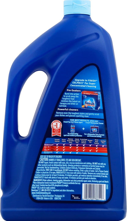Finish Gel Liquid Dishwasher Detergent, Advanced Deep Cleaning Power Dish Soap, Fights Tough Stains, Dishwasher Soap, Plastic-Free & Septic Safe Dish Detergent, Lemon Scent, 75oz