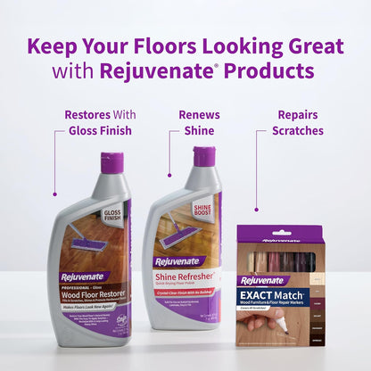 Rejuvenate Professional Wood Floor Restorer Fills Scratches, Shines And Protects Wood Flooring For A High Gloss Shine, 32 Ounces