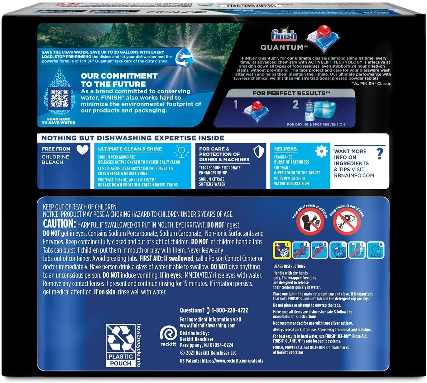 Finish - Quantum with Activblu Technology - 50ct - Dishwasher Detergent - Powerball - Ultimate Clean and Shine - Dishwashing Tablets - Dish Tabs-(Packaging May Vary)