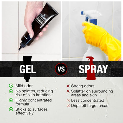 GlassGuard Miracle Mold Stain Remover Stain Gel – Heavy Duty Cleaning Gel for Grouts, Ceramic, Glass, Silicone, Caulk & More – Washing Machine Cleaner Front Loader (300 ml / 10 oz)