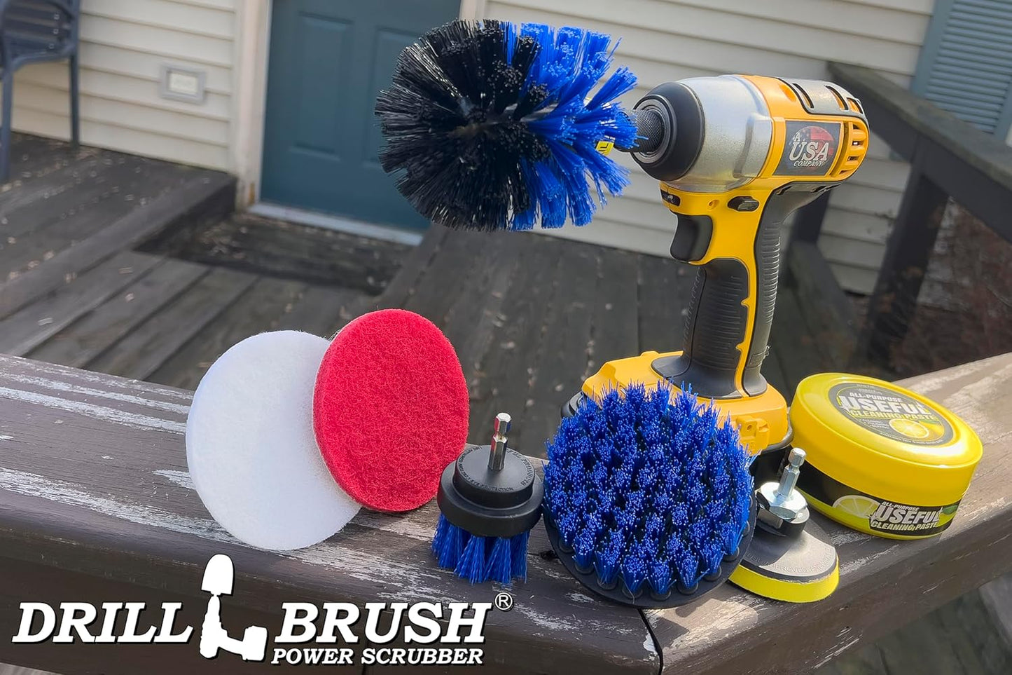 Electric Spin Scrubber Kitchen Cleaning Set with Multi-Purpose Cleaner Paste - Lemon Lime Scented, Stainless Steel Appliance, Oven, Stove Top, Microwave, Sink, Counter Top, Grout, Baseboard Cleaner