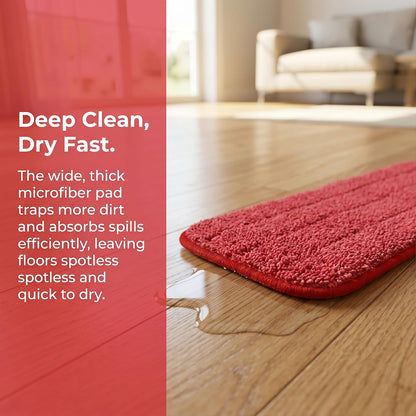Microfiber Replacement Mop Pad, 18" x 6" Wet & Dry Home & Commercial Cleaning Refills, Reusable Floor Mop Pads (6 Pack) Blue