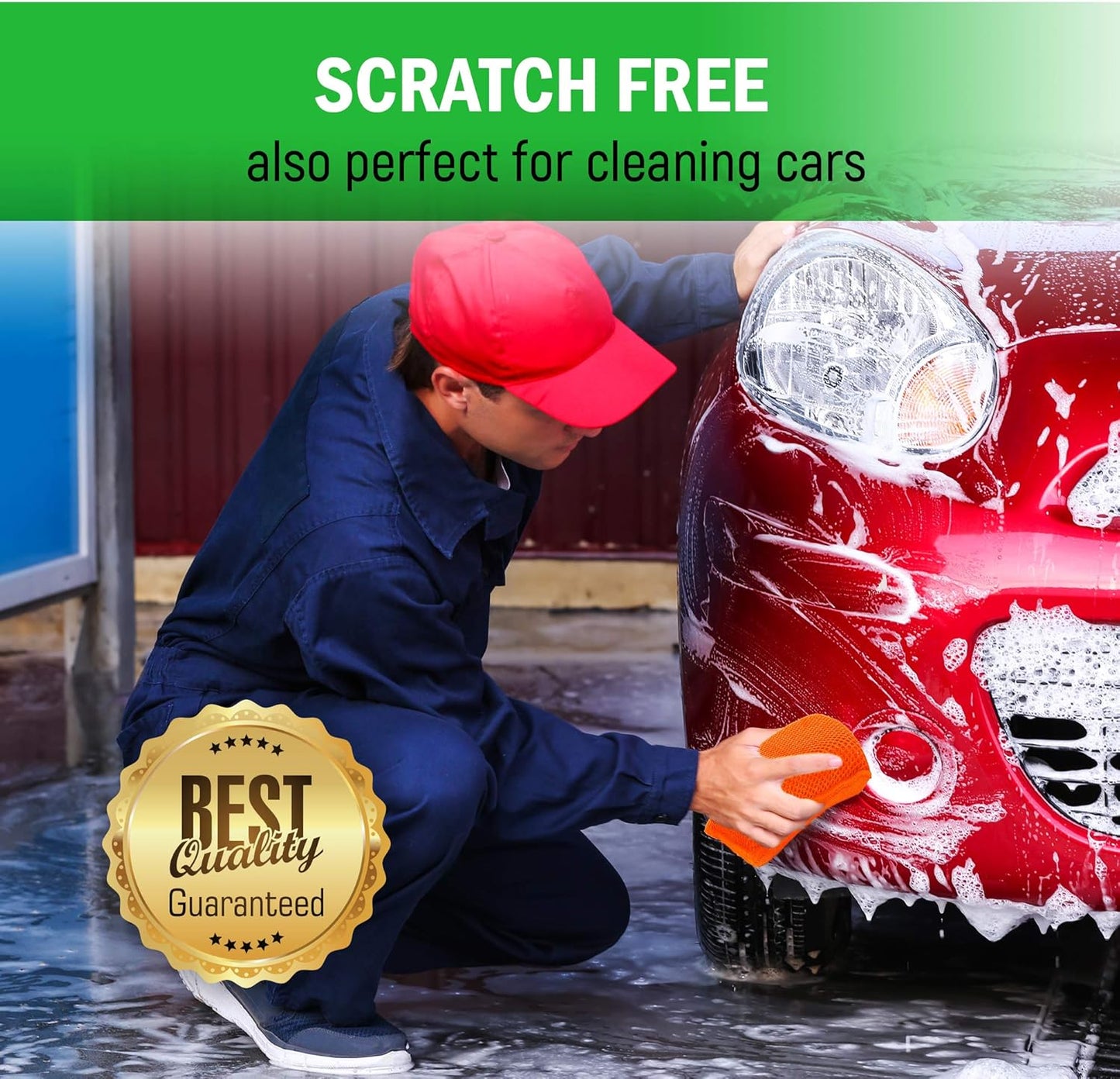 Miracle Microfiber Kitchen Sponge by Scrub-It - Non-Scratch Heavy Duty Dishwashing Cleaning sponges- Machine Washable - (Blue)