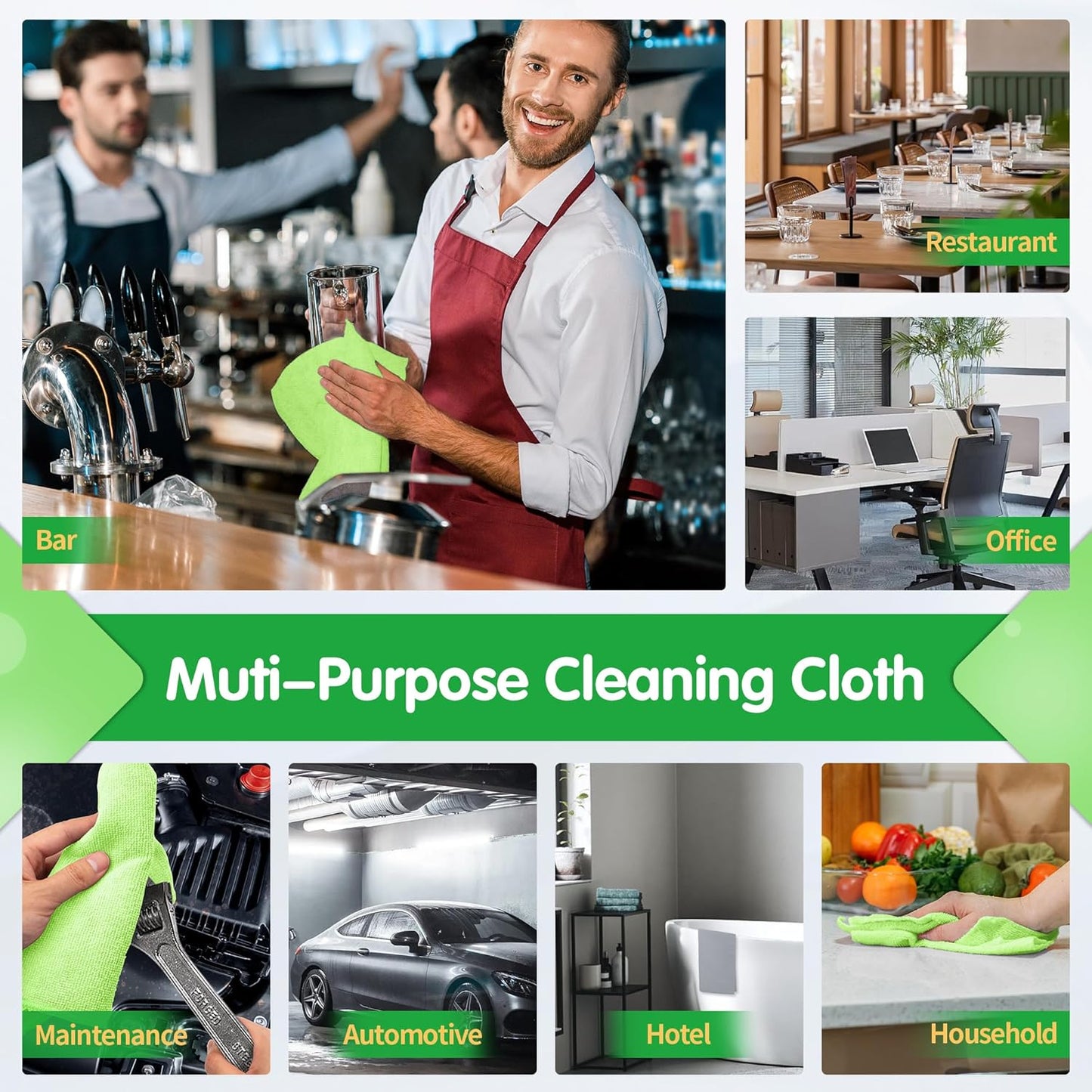 FIXSMITH Microfiber Cleaning Cloth - Pack of 8, Size: 12 x 16 in, Multi-Functional Cleaning Towels, Highly Absorbent Cleaning Rags, Lint-Free, Streak-Free Cleaning Cloths for Car Kitchen Home