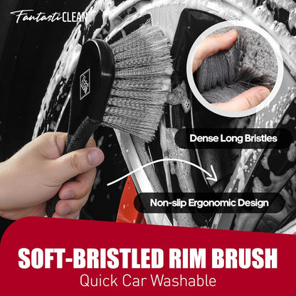 Fantasticlean 7PCS Car Wheel Cleaning Pro Kit, Tire Brush, Soft-bristled Rim Brush, Microfiber Flat Wheel Brush, Double-Ended Detailing Brush, Detailing Pads, Scratch-Free & Multipurpose