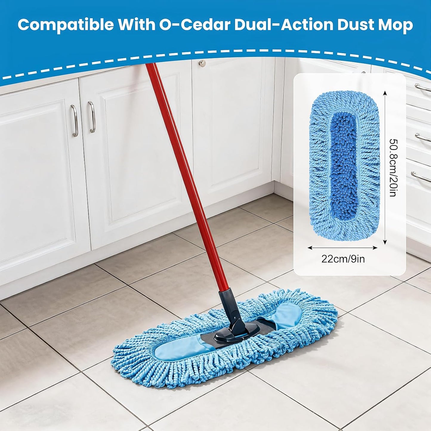 3 Pack Dust Mop Replacement Head for O-Cedar Dual-Action Dust Mop Pads Refills Microfiber Duster Mop Head Replacements Hardwood Floors Cleaning Washable Replace Pads No Handle