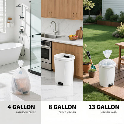 220Counts Small Trash Bags 4 Gallon, Flexible & Durable Small Garbage Bags, Unscented & Easy Tearing 4 Gallon Trash Bag for Kitchen, Bathroom, Bedroom, Office, Transparent,0.3Mil