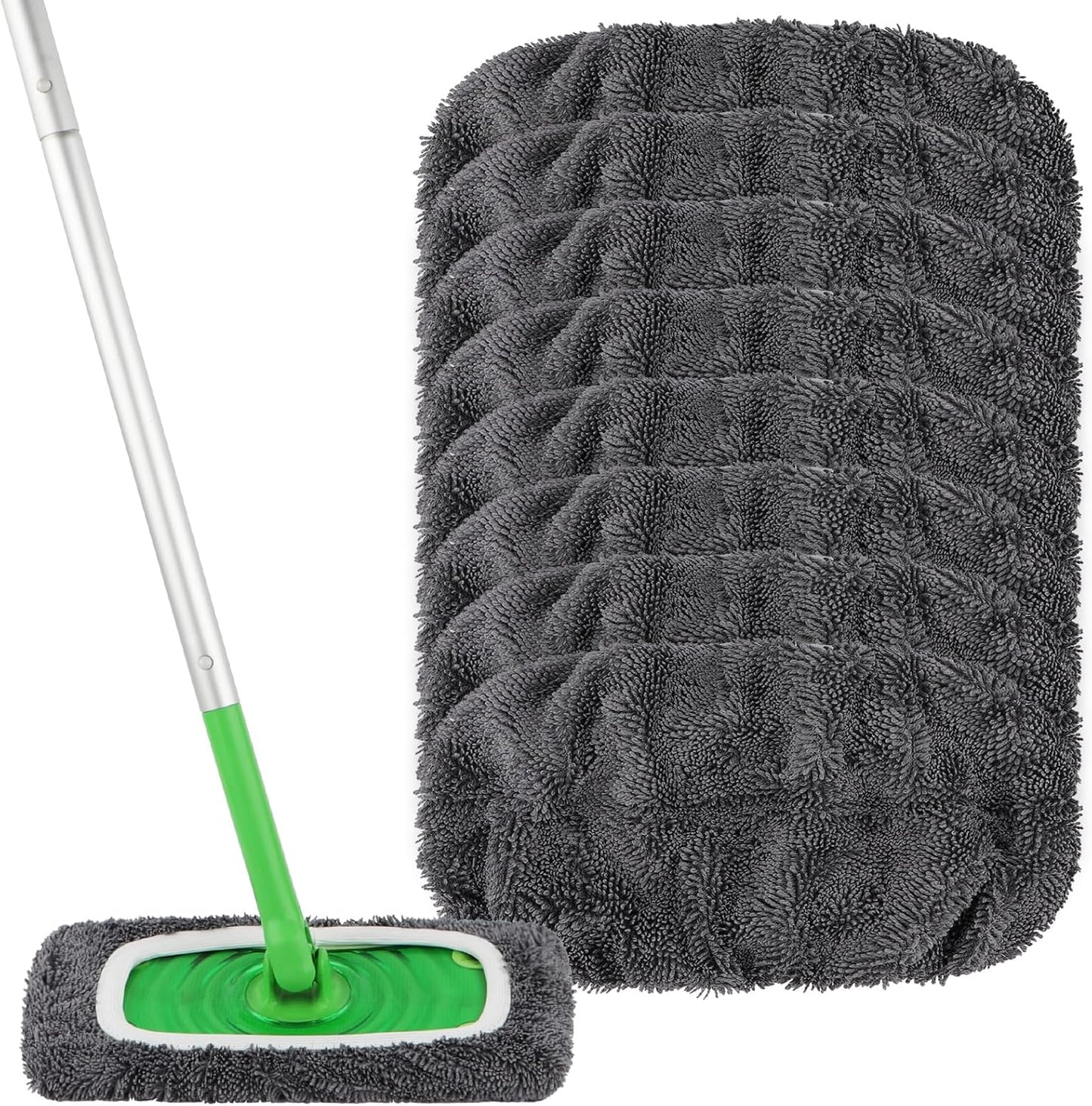HOMEXCEL Reusable Microfiber Mop Pads Compatible with Swiffer Sweeper-Washable Wet Pad Refills for Wet & Dry Use, Floor Cleaning Mop Head Pads Refills for Household Cleaning, Pack of 4, White