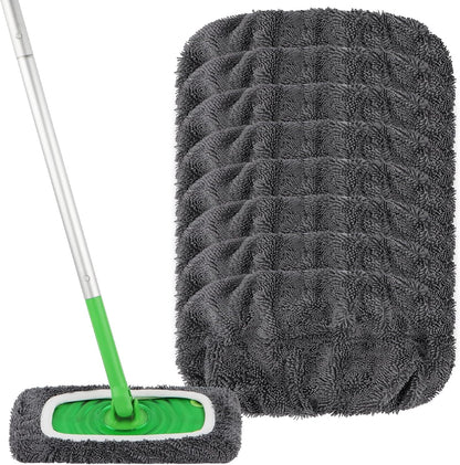 HOMEXCEL Reusable Microfiber Mop Pads Compatible with Swiffer Sweeper-Washable Wet Pad Refills for Wet & Dry Use, Floor Cleaning Mop Head Pads Refills for Household Cleaning, Pack of 4, White