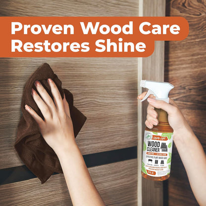 Mighty Mint Wood Cleaner & Conditioner Spray – Plant-Based Formula Cleans, Polishes & Renews Wood Furniture, Cabinets & Floors – Peppermint Scent, 16 oz