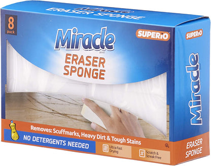 Miracle Eraser Sponge Melamine Sponge for Floor, Wall, and Furniture, Removes Scuffmarks, Mud, Grime, Dirt, and Tough Stains, Pack of 16 1 Inch Mini Cleaning Erasers.