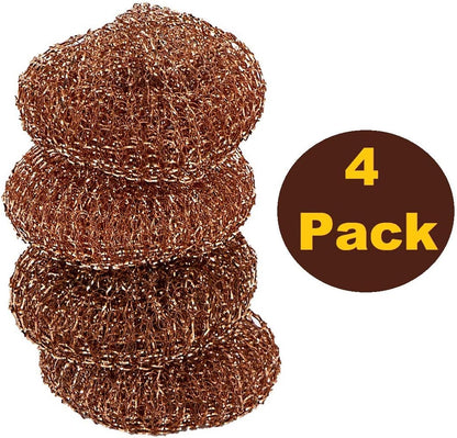 Pine-Sol Heavy-Duty Copper Coated Scrubbers - Premium Scrub Sponges for Cast Iron Pans, Stainless Steel Cookware, Oven Racks, and Grills, 4 Pack