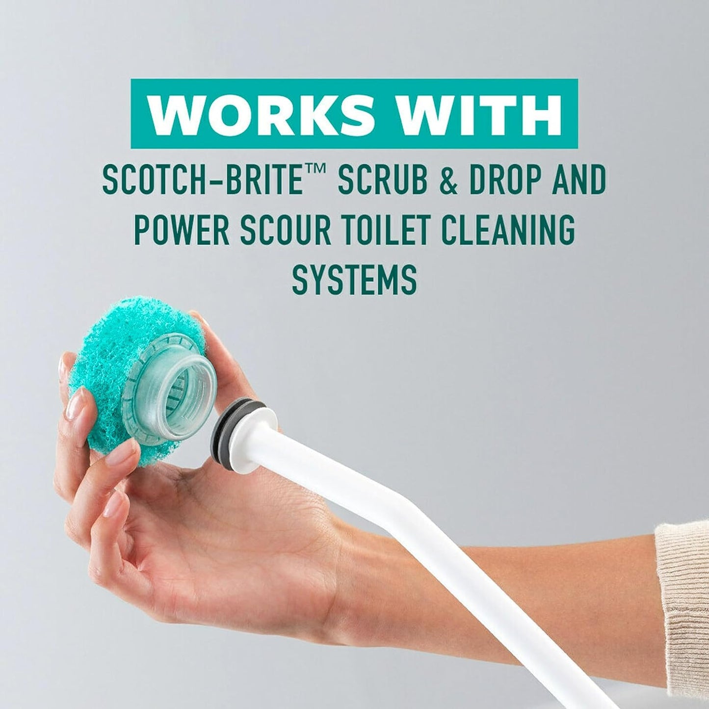 Scotch-Brite Power Scour Toilet Cleaning System, Toilet Bowl Cleaner with Disposable Scrub Pad Tablets, Includes 1 Wand, Stand and 5 Scrubbing Pad Refills