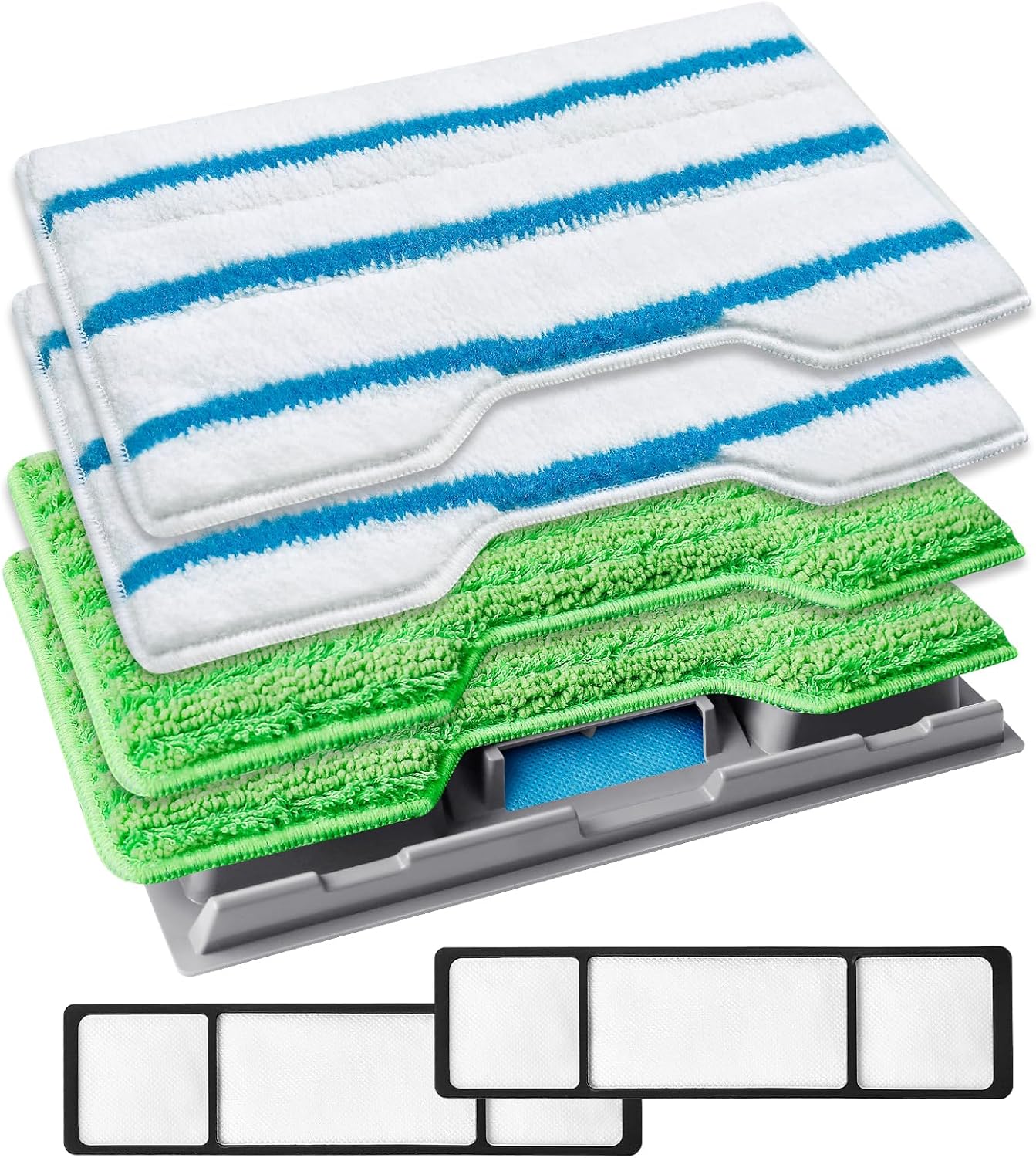 KEEPOW Reusable Mop Replacement Pads Compatible with Shark Vac Mop VM252 VM200 VC205 VM250 VM180 VM401 QM250 VM190, Washable Vacuum Mop Pad Refills, Upgraded Design of Dirt Chamber (1+3+6 Pads)