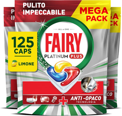 Fairy Platinum Plus All-In-1 Dishwasher Tablets Bulk, 59 Tablets, Lemon, XXL PACK, With Anti-Dull Technology & Rinse Aid Action