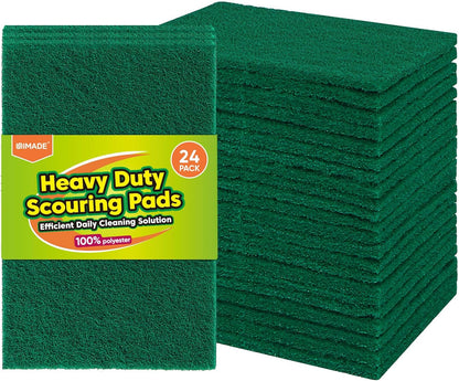 UNIMADE Heavy Duty Scouring Pad, 96Pcs Household Scour Pad for Kitchen, Garage and Outdoors, Reusable Dish Scrubber Pads for Pan and Metal Grill - Green