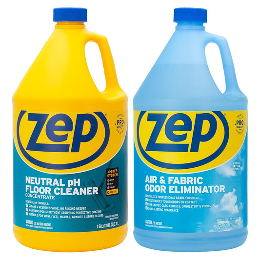 Zep Neutral pH Floor Cleaner Concentrate 1 Gal (1 Unit) and Zep Air & Fabric Odor Eliminator 1 Gal (1 Unit) ECBD055 – Floor Cleaner Concentrate and Odor Eliminator for Hard Floors and Fresh Home Care