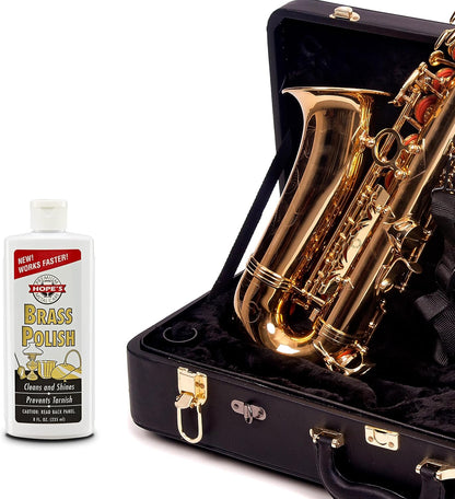 HOPE'S Brass Polish and Cleaner - Protective Tarnish Remover - Great Brass, Copper, Chrome, and Sterling Silver Polish - Polisher for Home Decor, Music Instruments, and Jewelry, 8 Fl Oz, Pack of 1
