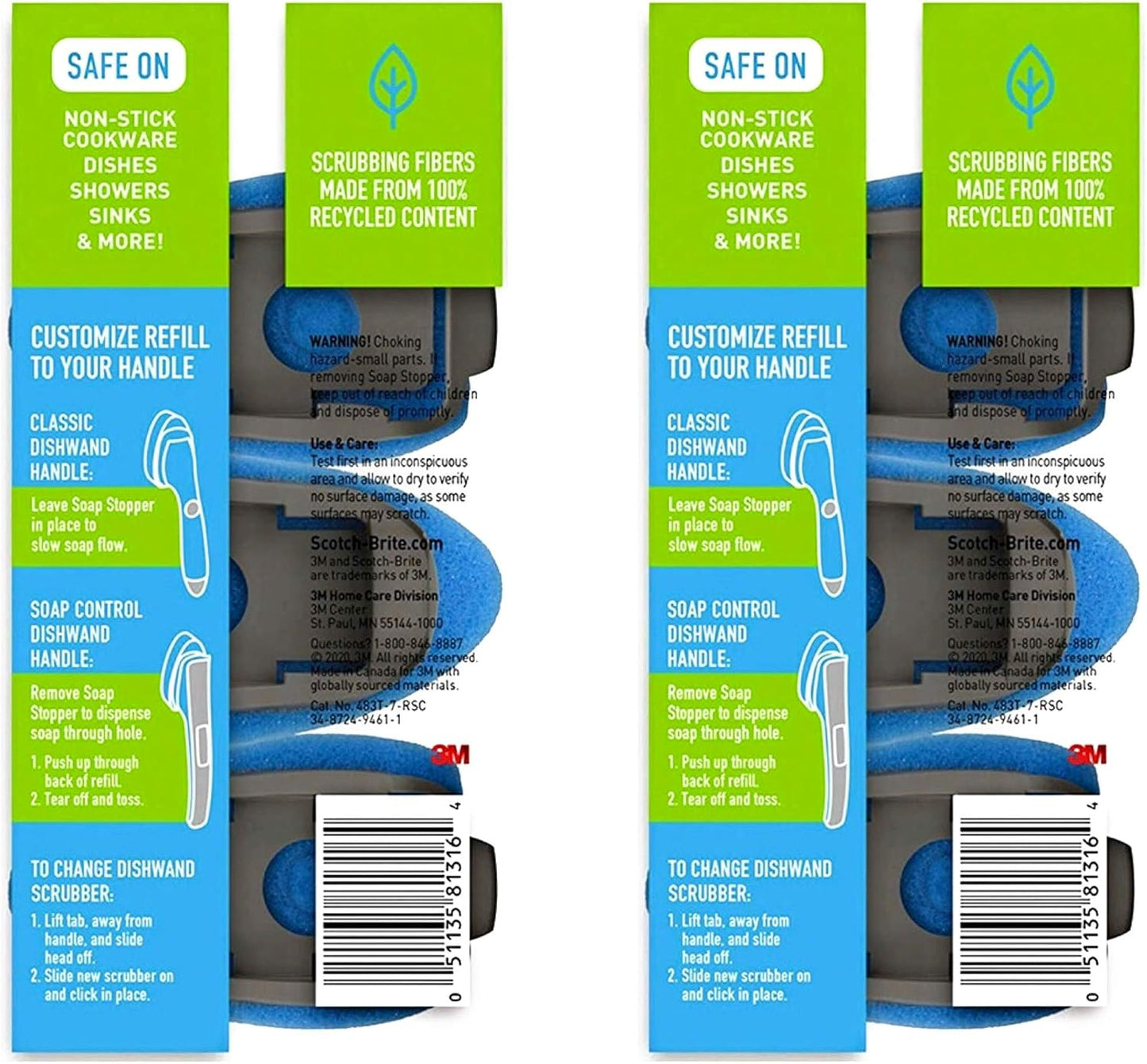 Multi Purpose Non Scratch Dish Wand Refills by Scotch Brite Blue 6 Pack