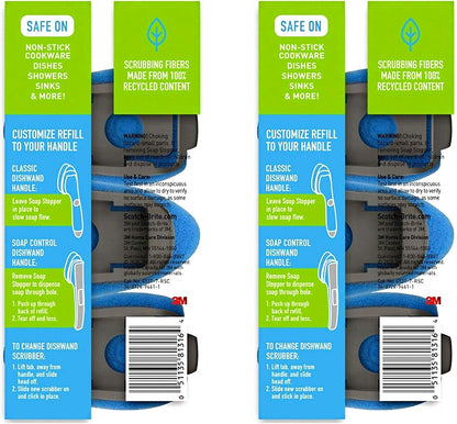 Multi Purpose Non Scratch Dish Wand Refills by Scotch Brite Blue 6 Pack