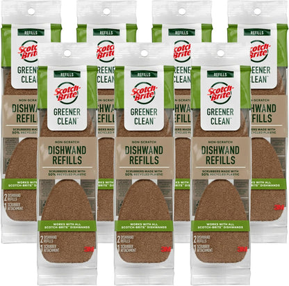 Scotch-Brite Greener Clean, Non-Scratch Dishwand Refills, Fits All Scotch-Brite Dishwands, 3 Count