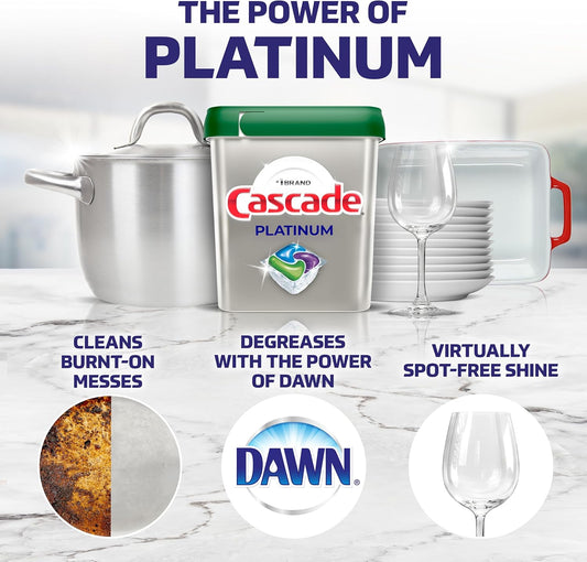 Cascade Platinum Plus ActionPacs Dishwasher Detergent Pods, Fresh, 14 Count