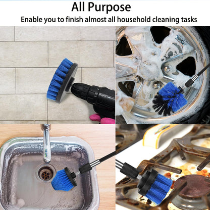 8 Pack Drill Brush Attachment Set,1/4in Power Scrubber Brush + Extend Long Rod, Power Cleaning Scrub Brush for Bathroom, Tub, Tile, Floor, Grout, Boat(White)