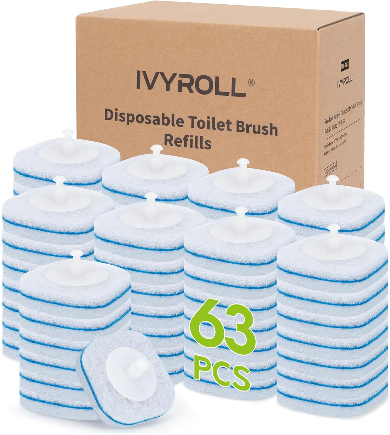 Toilet Bowl Cleaner Wand Refills Compatible with CLOROX, 21 Count Disposable Toilet Brush Refills, Replacement Heads for Toilet Cleaning System